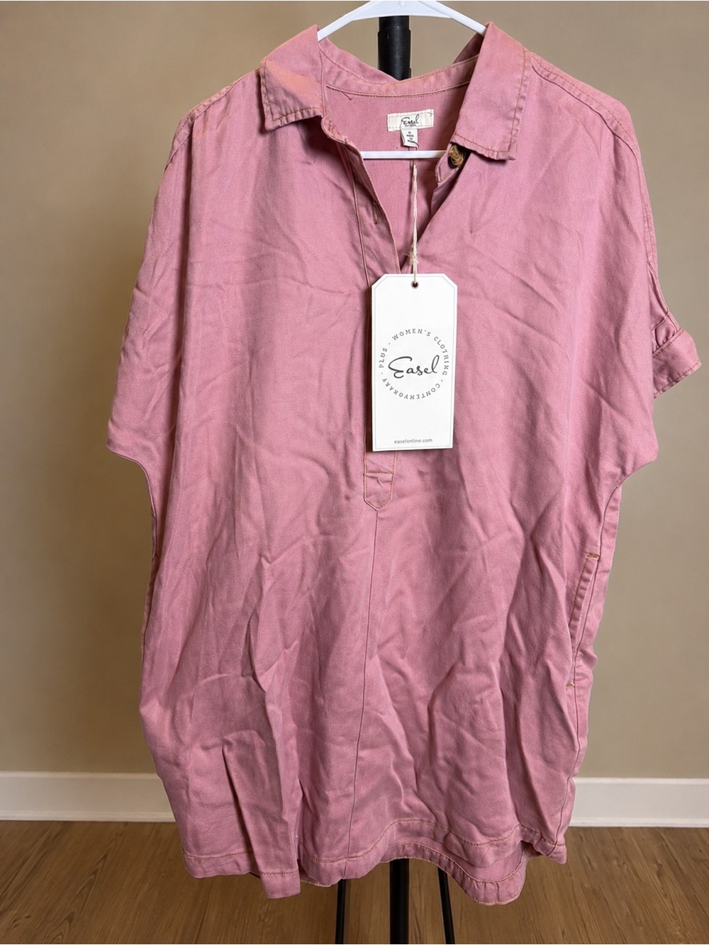 Easel NWT  Size S Oversized Tunic Shirt Dress Pink